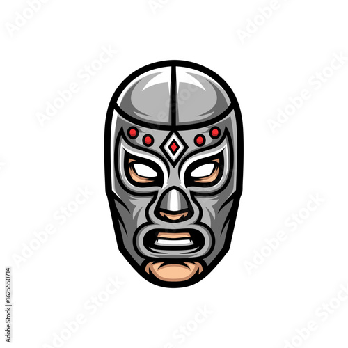 Masked Figure Illustration With Pixel Art Style