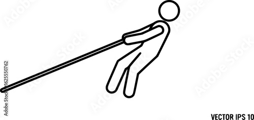 Person pulling rope outline icon vector
