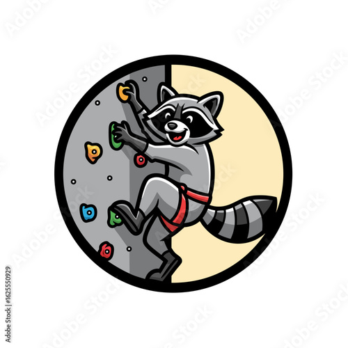 Playful Animal Cartoon Rock Climbing Colorful Holds