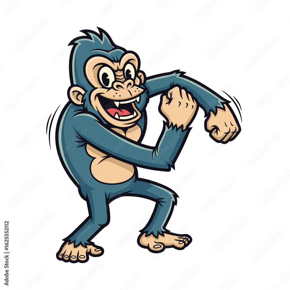 Naklejka premium Playful Primate Cartoon Illustration Dancing Joyfully