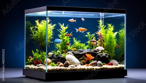 Aquascaped tank boasts vibrant fauna
