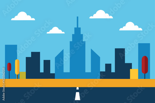 street level illustration with skyline behind   (1).eps