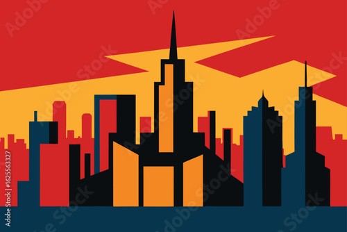 stylized comic book skyline of chicago   (1).eps