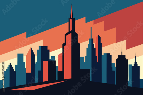stylized comic book skyline of chicago  .eps