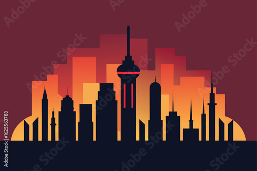 stylized skyline line art for branding use  .eps