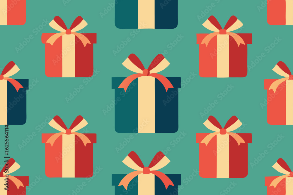 Fototapeta premium stylized wrapped presents with ribbons and bows on (1).eps