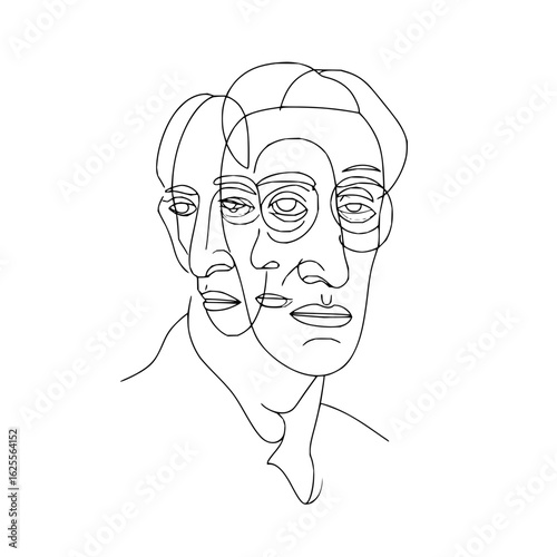 Abstract face line drawing portrait minimalist art continuous line illustration simple face outline modern art 100