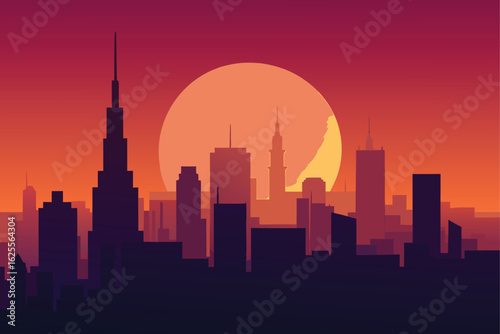 sunset city skyline with warm gradient sky   (1).eps