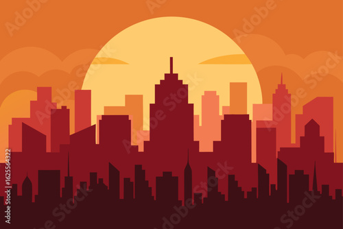 Wallpaper Mural sunset city skyline with warm gradient sky  .eps Torontodigital.ca