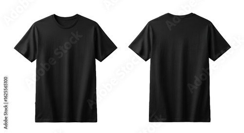 Front and Back View of a Blank Black TShirt 3.