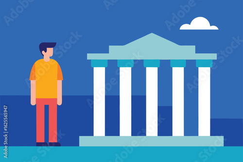tourist standing in front of greek columns   (1).eps