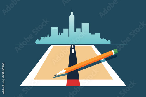 urban planning draft with road and zoning lines  .eps