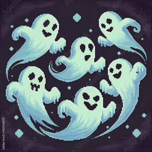 playful cute cartoon ghosts halloween illustration