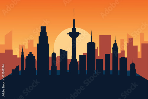 vector city map merged with skyline silhouette  .eps