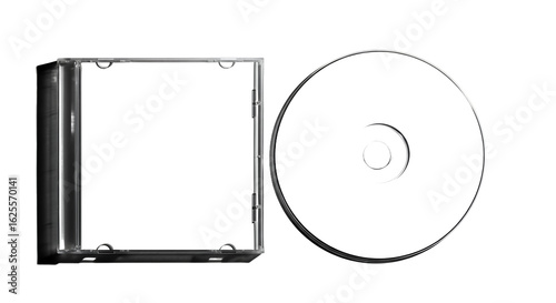 Transparent CD Case and Disc Isolated on White.