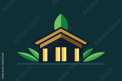vector design of house made of eco materials like .eps