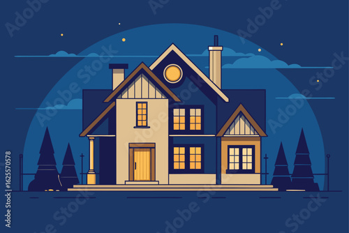 vector house front elevation blueprint  .eps