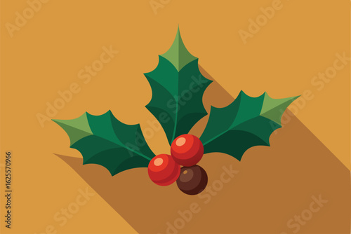 vector illustration of a single holly sprig with .eps