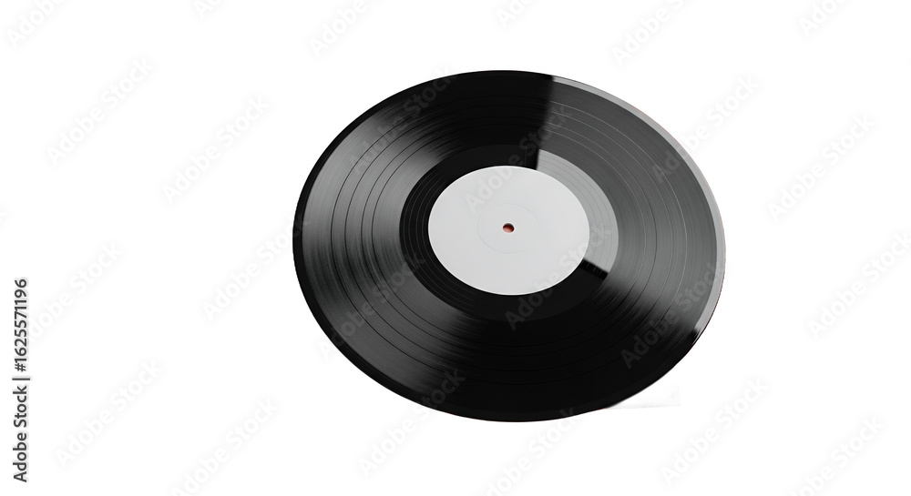 Obraz premium Vintage Black Vinyl Record with White Label.