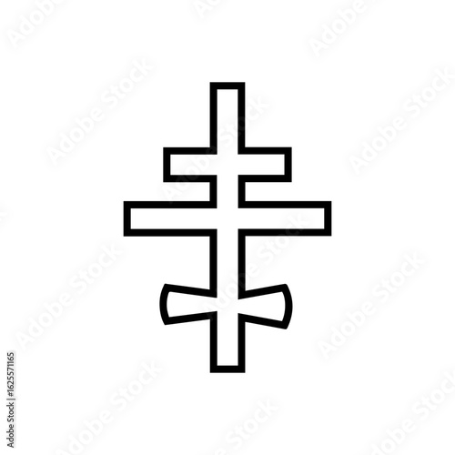 Blackoutlined Eastern Orthodox cross featuring three horizontal bars and curved ends