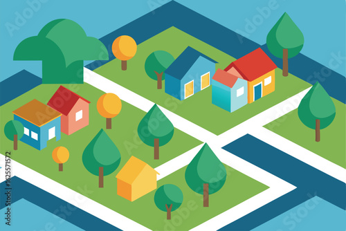 vector map view of a residential neighborhood with.eps