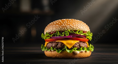 burger on black background