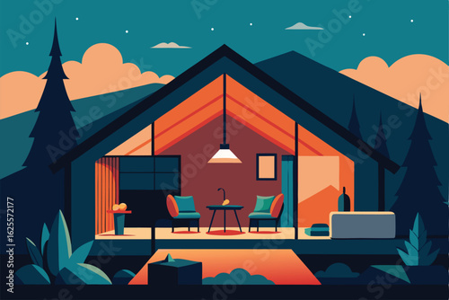 vector of an airbnb style vacation interior with c.eps