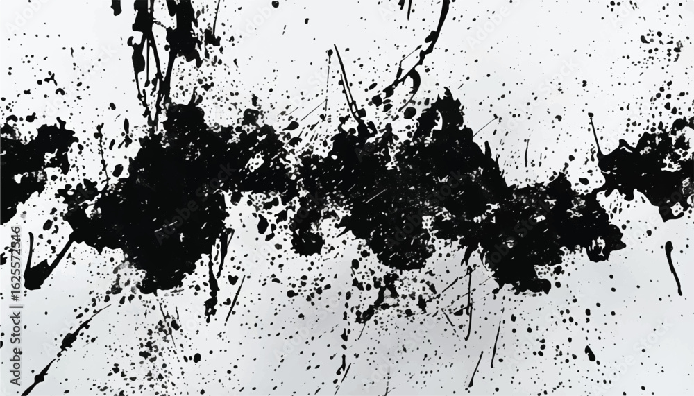 Naklejka premium Abstract Black Ink Splatter on White Background. Ink Splatter Texture. 