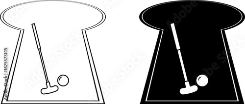 outline silhouette Miniature golf icon set