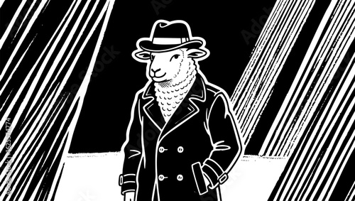 Gangster Sheep in Noir Spotlight