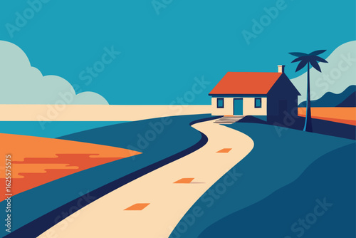 house with path leading to private beach   (2).eps