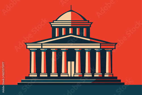 ink line drawing of classical architecture  .eps