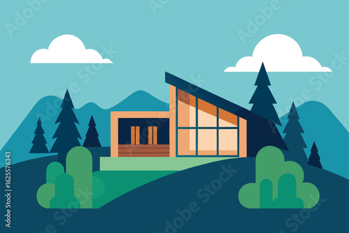isolated modern house surrounded by nature   (1).eps