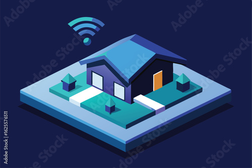 isometric vector of a smart home with wi fi and se.eps