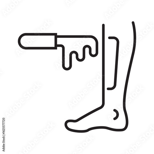 Single icon of leg amputation, useful for medical, prosthetic, or health awareness designs. Editable stroke vector illustration.