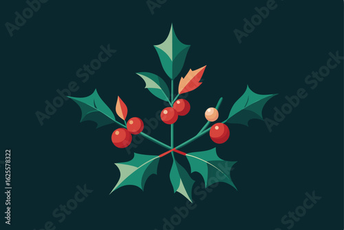 mistletoe sprigs intertwined with ivy and holly f.eps