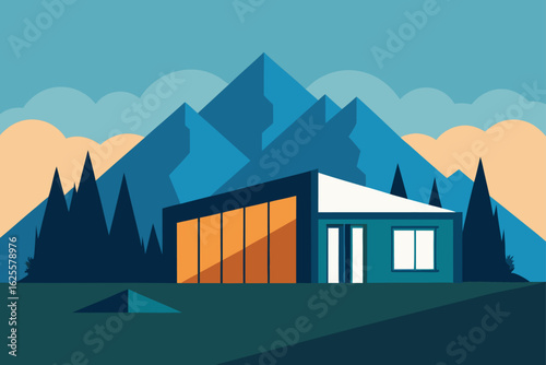 modern prefab house in mountain landscape   (3).eps