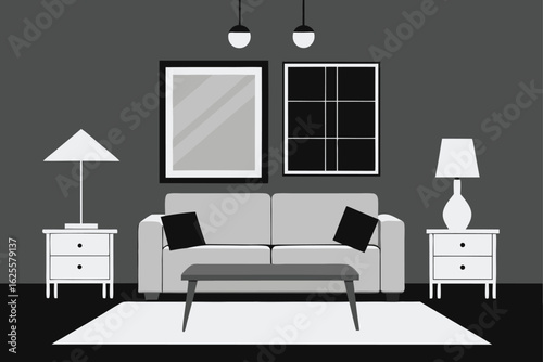 monochrome living room interior   (1).eps