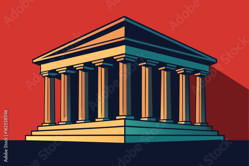 pencil outline of classic greco roman temple  .eps