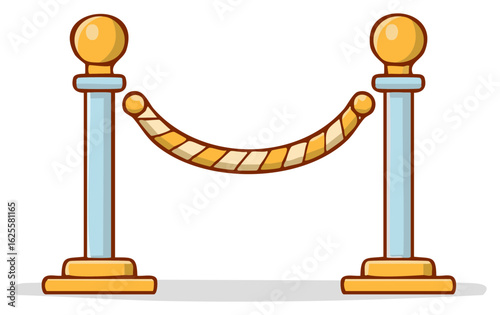 Golden stanchion rope barrier illustration for VIP entrance or exclusive event access