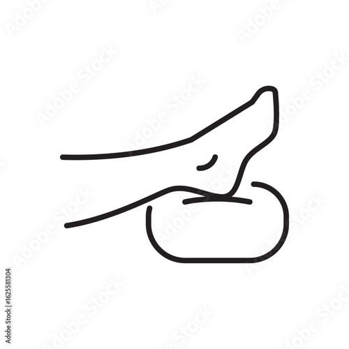 Single icon of elevated foot position, suitable for rest, therapy, or injury recovery visuals. Editable stroke vector illustration.