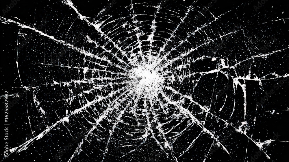 Obraz premium Abstract Cracked Screen Effect On Black Background