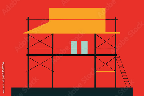 scaffolding covering urban building  .eps