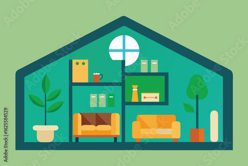 sectional drawing of eco home interior   (1).eps