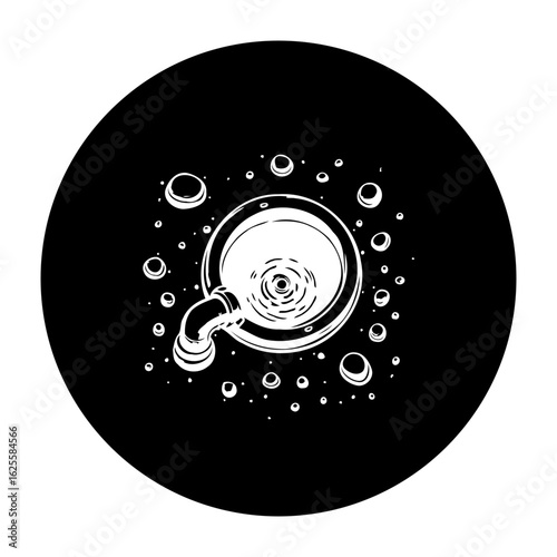 Abstract black and white circle artwork showcasing a swirling sink with bubbles design for backgrounds, wallpapers, and design templates