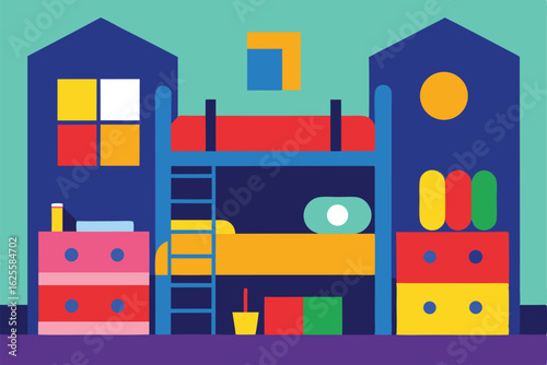 shared siblings bedroom with bunk beds  play zone  (1).eps