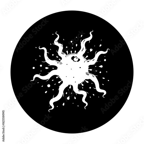 Mystical creature in a dark orb an enigmatic vector illustration revealing a captivating artistic expression, blending darkness and fantasy