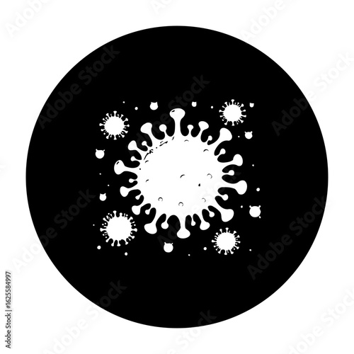 Illustration representing the coronavirus disease in black and white style, depicting the pandemic era globally