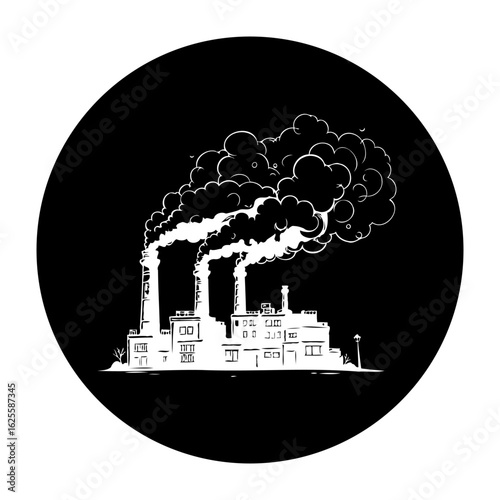 Industrial landscape with smoking chimneys an emblem of environmental pollution and ecological concerns and climate change