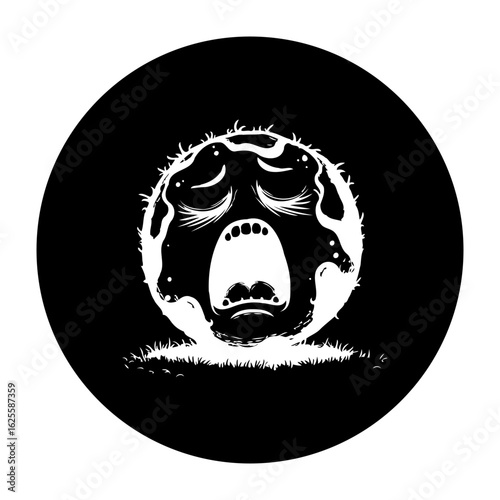 Cartoon sad moon character illustration symbolizing emotional expression on dark background displaying sorrow and despair through its crying depiction